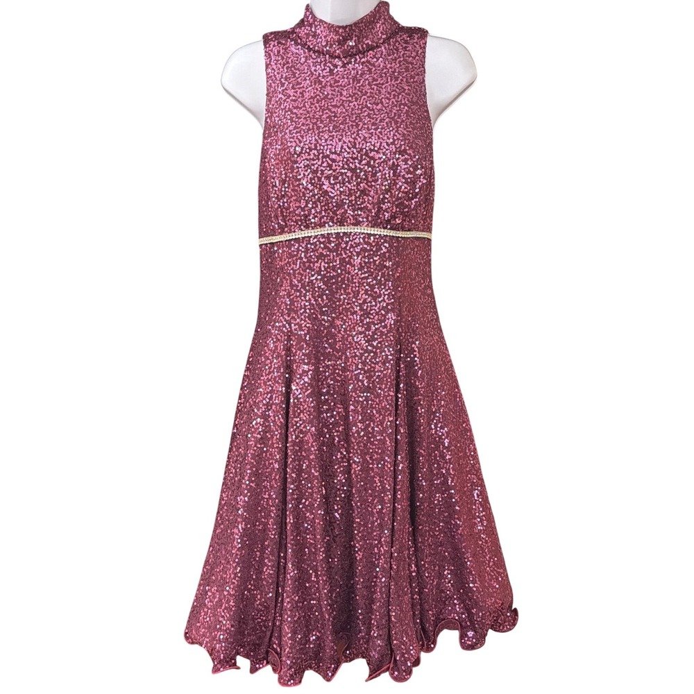 Vintage Y2K Rivars Sequin Skater Dress Dancecore Glam Sparkly Cocktail Festive